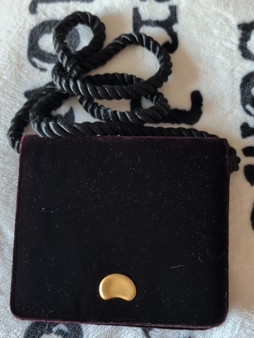 Talbots Velvet Crossbody Bag in Deep Plum with Gold Accent
